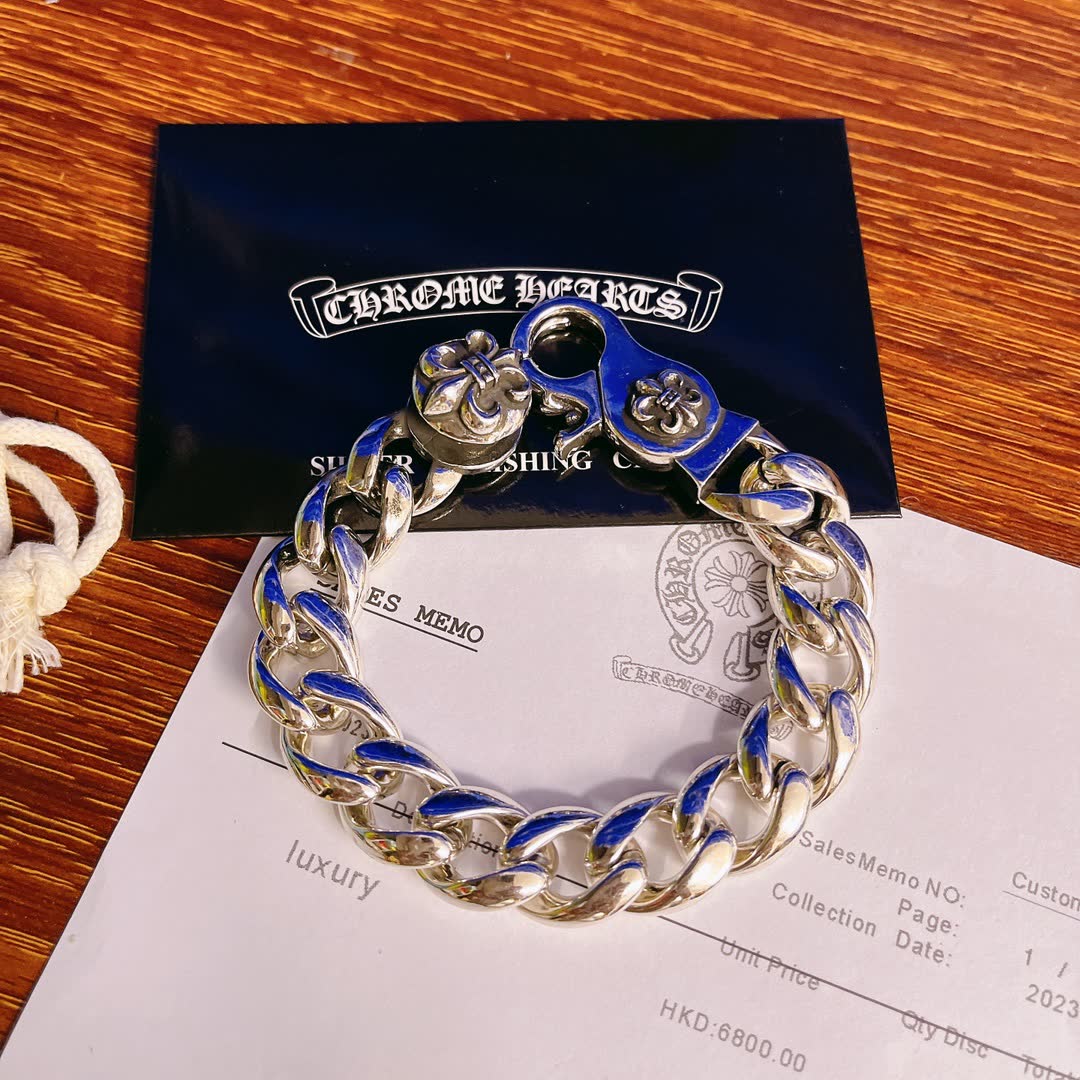 Chrome Hearts Silver Blue Enamel Bracelet
